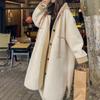 Off-white Hooded Lambswool Jacket for Women In Autumn and Winter Thickened Korean Style Loose Lazy Mid-length Pure Cotton Plush Coat