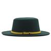 Hat Women's Woolen Top Hat Autumn and Winter Solid Color Retro Gentleman British Style Flat Top Belt Accessories Felt Hat