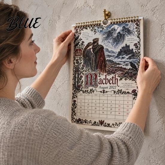 Classical Literature Aesthetic Organizer 2027 Wall Calendar Vintage Illustrated Hanging Calendar with 12 Plays Through Romance Collectible