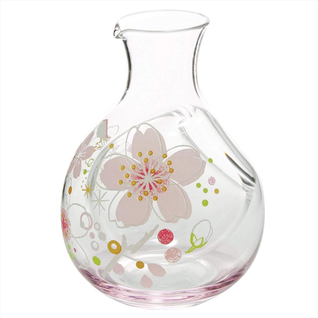 Otsuka Glass Usu Sakura Glass Carafe 47P112, Clear, Approx. Diameter 3.8cm X Width 9.4cm X Height 12.5cm
