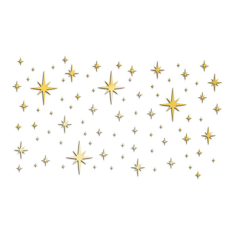 3D Silver Star Acrylic Mirror Wall Stickers 82PCS Self-Adhesive Reflective Wall Decal For Bedroom Living Room DIY Home Decor
