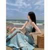 Bohemian vacation dress women's summer new French travel photo seaside beach dress temperament long skirt