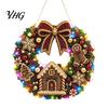 Sparkling Gemstone Art Project DIY Acrylic Christmas Faux Pearl Hanging Kit, Lighted Wreath 3D Beaded Craft Bead Mosaic Kit with LED String