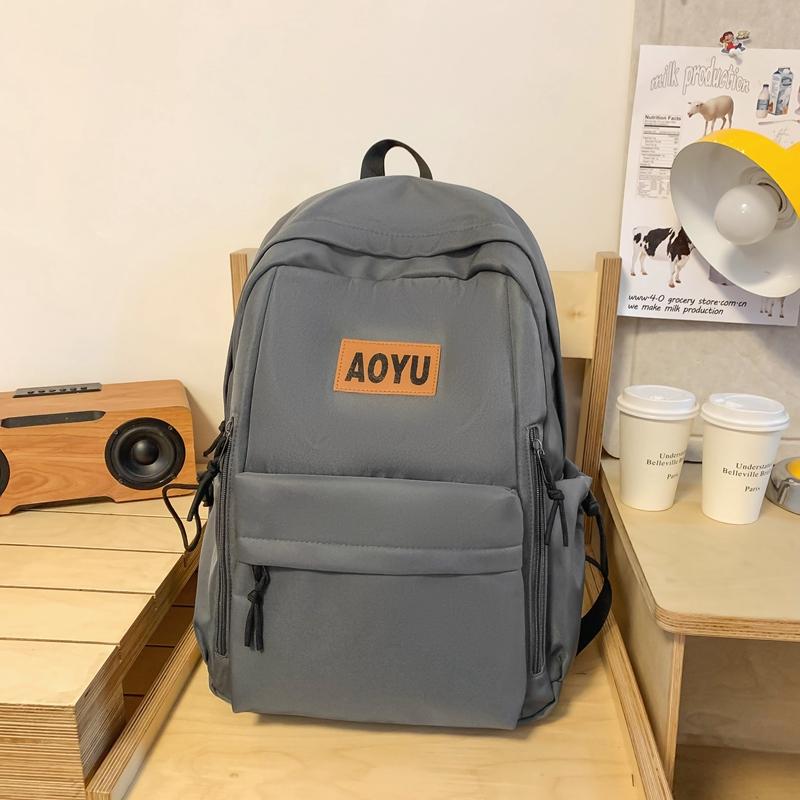 Large Capacity Student Schoolbag Male Solid Color Backpack