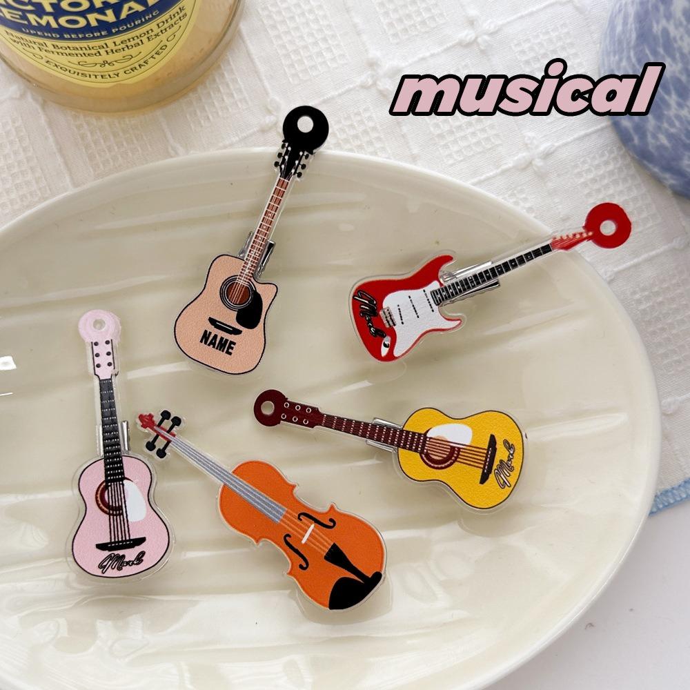 Ins Guitar Hair Clip Sweet Duckbill Clip Cute Violin Hairclip  Party