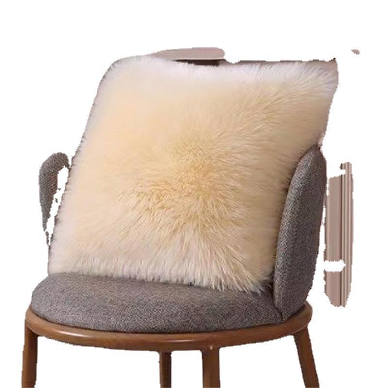 Modern Solid Color Faux Wool Fur Plush Cushion Pillow