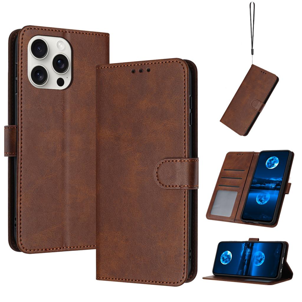 Applicable to Samsung S26 mobile phone leather case A57 solid color calf pattern insert card wallet bracket protective case A05S