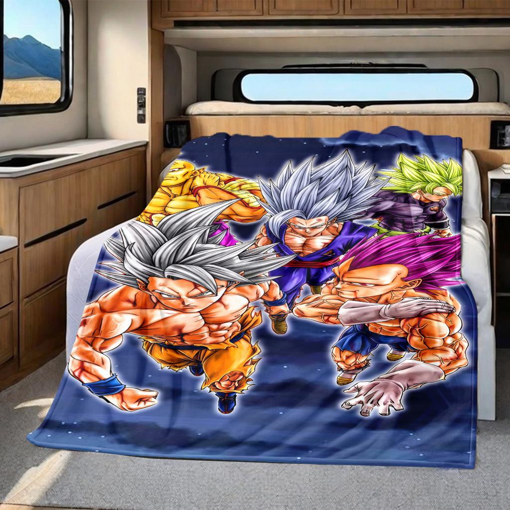 1PC Dragon Ball Super  Print Flannel Blanket, High quality All Seasons, Home Decor, Warmth and Comfort, Perfect for Christmas Gifts