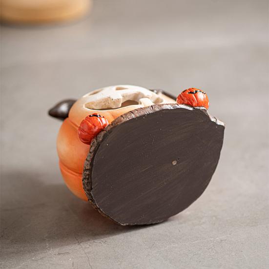 Yousheng Halloween Pumpkin Figurine Spooky Mini Pumpkin Castle Statue Resin Tabletop Ornament for Halloween Porch Mantel Table Decor