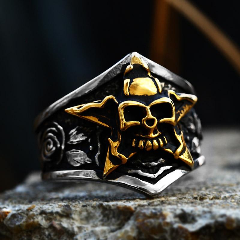 

Beier New Store 316L Stainless Steel Men Ring Gothic New Design Star Skull Ring Fashion Jewelry LLBR8-425R 13