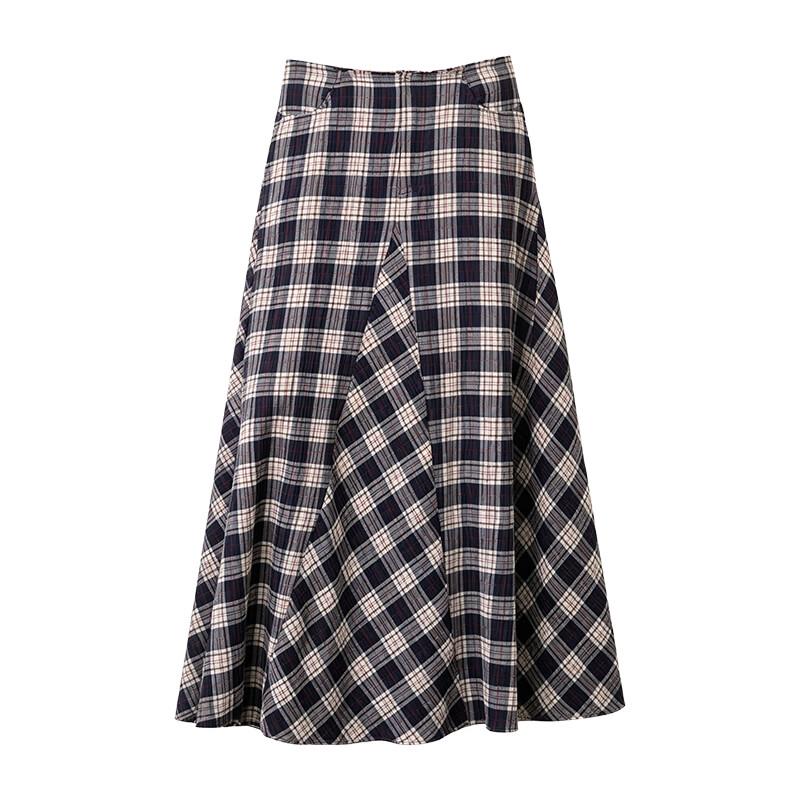 GREEN BELT Plaid A-Line Maxi Skirt
