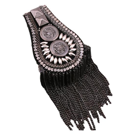 

1 шт. Металевий еполет-китиця Ретро ланцюг Еполет для блейзера Панк плечовий еполет для чоловіків срібло сірий колір