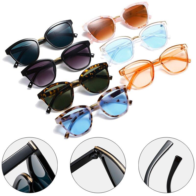 SO&EI Retro Square Leopard Sunglasses Women Fashion Blue Champagne Shades UV400 Men Cat Eye Gradient Sun Glasses