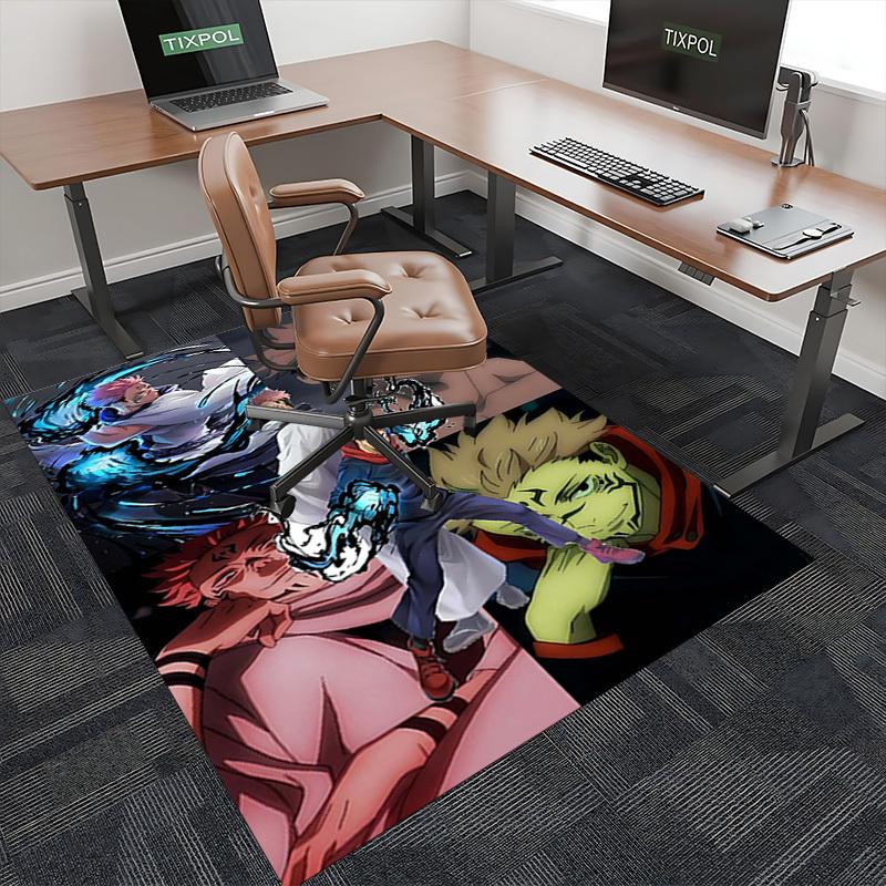 1pc Anime Cartoon Design Jujutsu Kaisen Chair Mat - Non-Slip Carpet for Office, Home Decor, Living Room, Bedroom, Game Room - Perfect Gift for Anime L