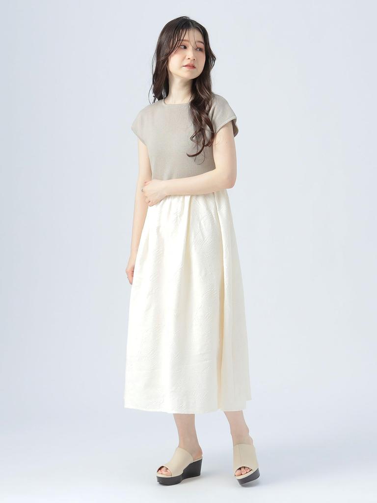 Beams Heart Jacquard Combination One Size Women's Dress, Beige,