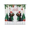 2Pcs Christmas Black Cat Print Blackout Curtains Multiple Size Living Room Bedroom Home Insulation Decoration, Machine Washable