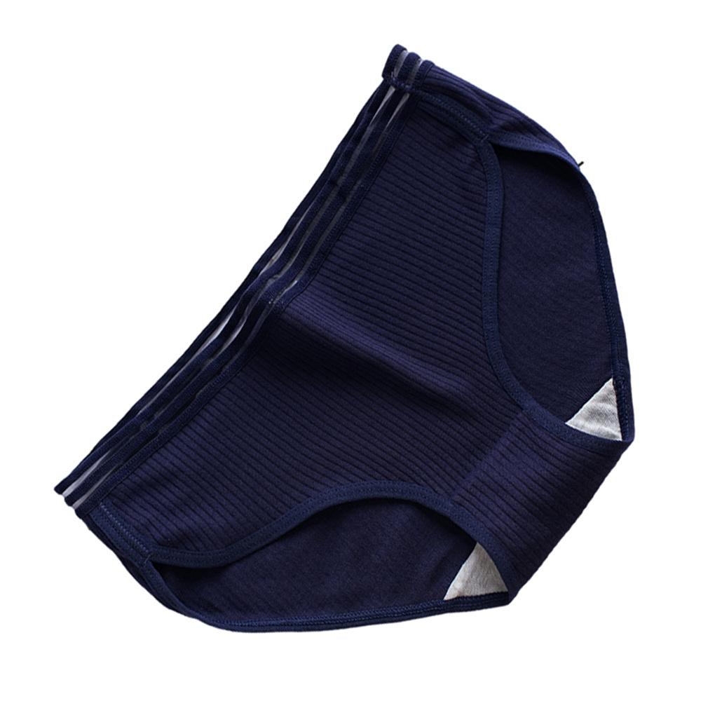 Cotton Women Brief Stripe Girl Underpant 3D Threaded Mid-waist Knicker Underwear