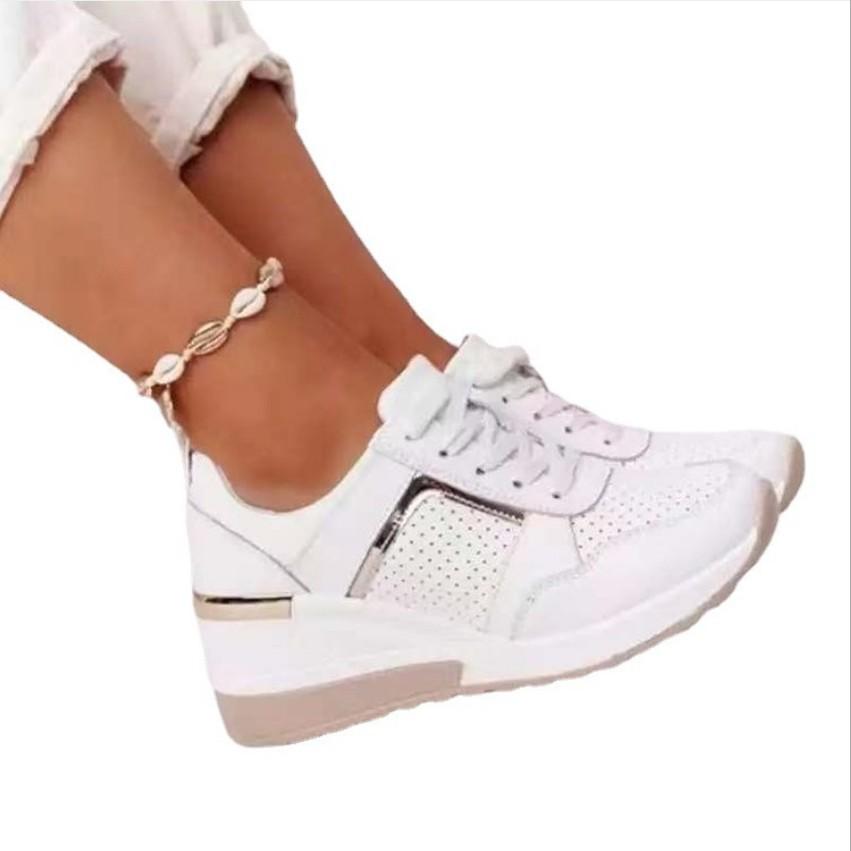 2025 Large Size Casual Single Shoes Autumn New European and American Breathable Women's Sports Shoes Lace-up Sneakers