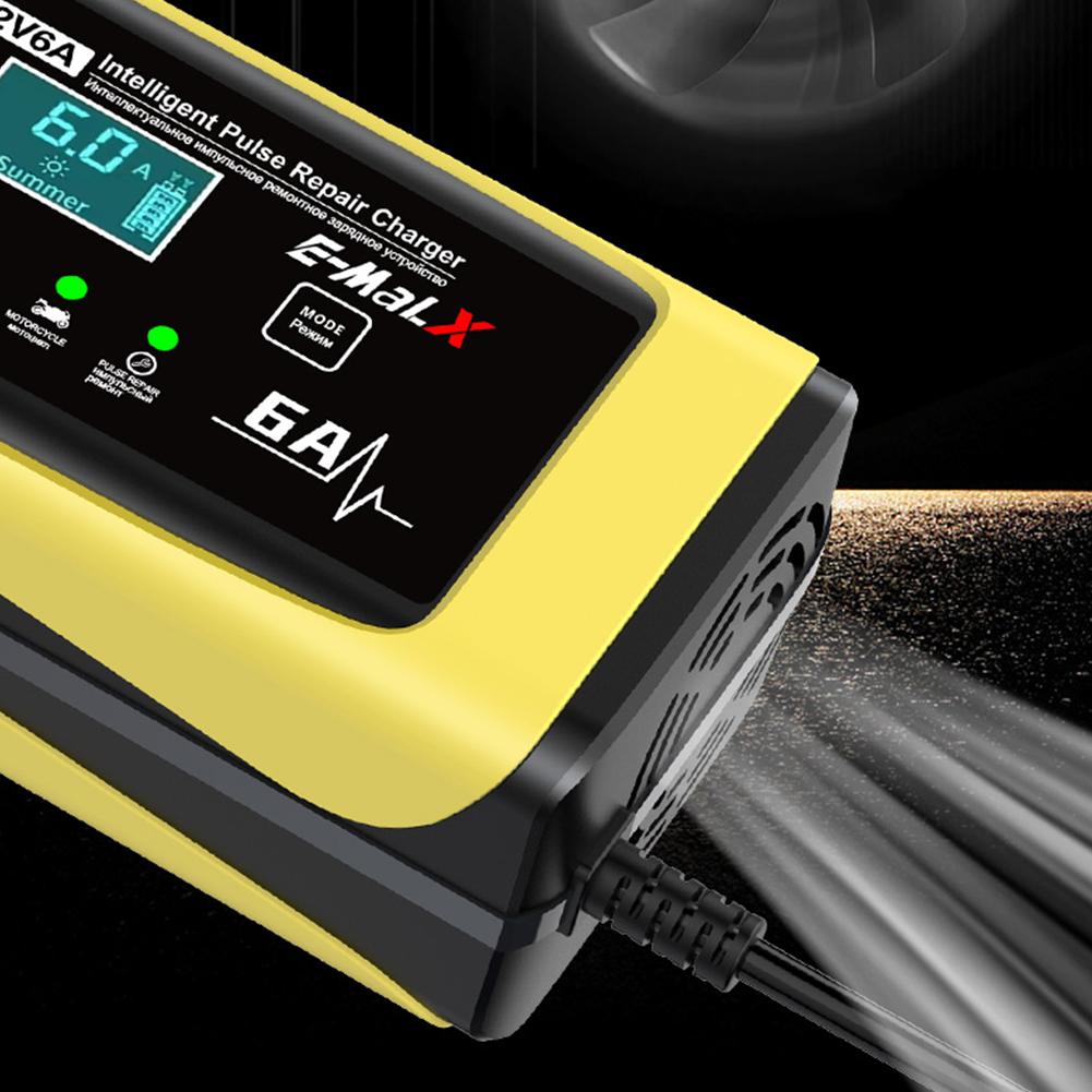 12V 6A Car Battery Charger 110-240V Power Puls Repair Charger Wet Dry Lead Acid Battery LED Display Moto Truck Battery Charger