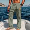 Drawstring Elastic Waistline Straight Tube Comfortable and Breathable Outdoor Vacation Beach Fashion Men’s Casual Pants
