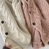 Herbst Casual V-Ausschnitt Puffärmel Locker Gestrickte Strickjacken Damenmode Winterpullover Jacke für Damen Elegant Einfarbig Slim Fit Damenstrickjacke 25729