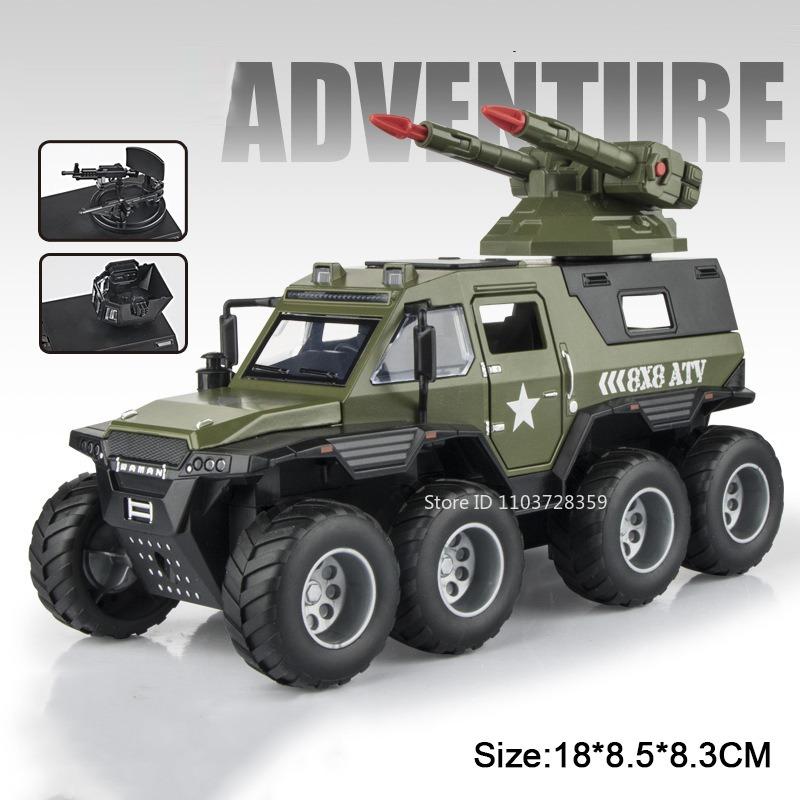 1:32 Scale Avtoros Shaman Sabertooth Armored Police Car Model Toys Metal Diecast Sound Light Doors Opened Pull Back Boys Gifts