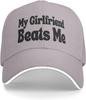 My Girlfriend Beats Me Graphic Baseball Cap Polyester Adjustable Snapback Hat for Adult Unisex