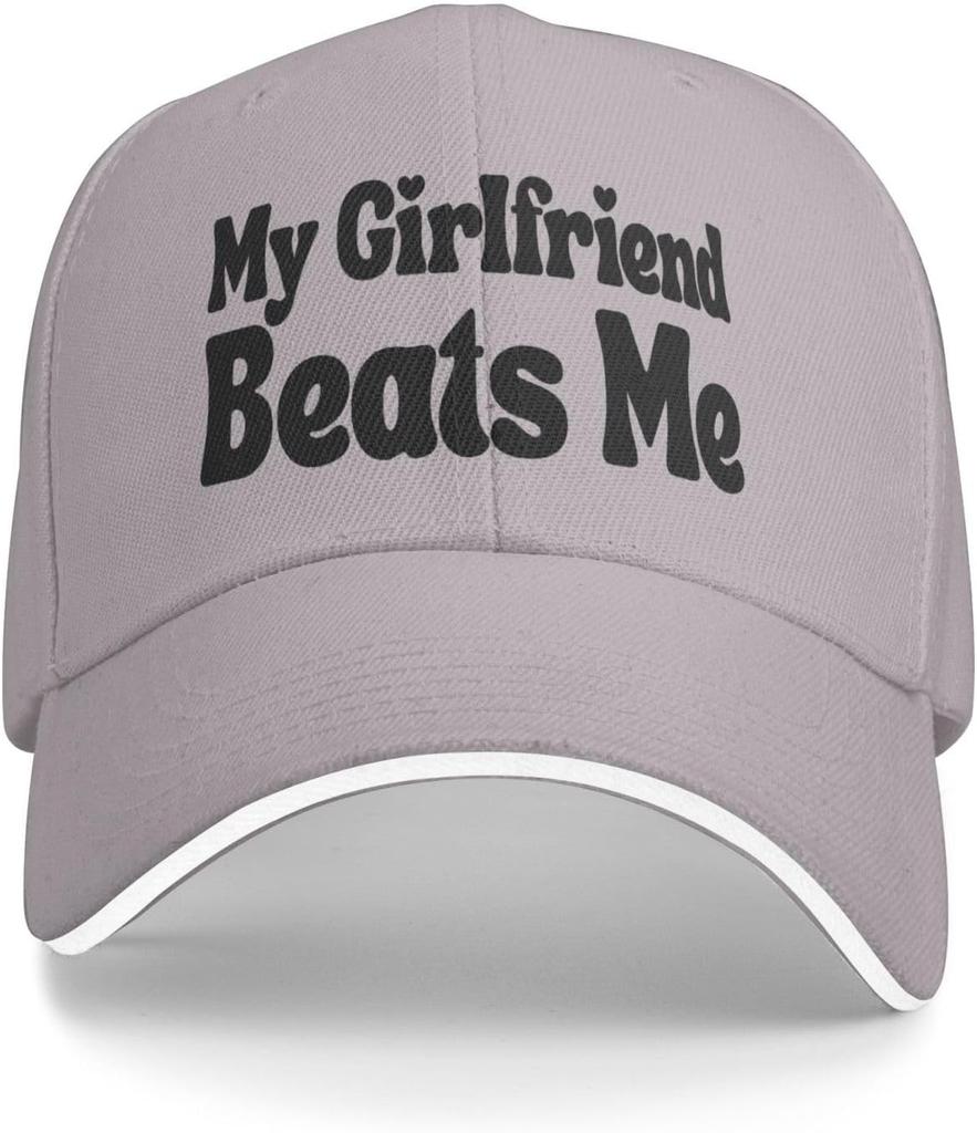 My Girlfriend Beats Me Graphic Baseball Cap Polyester Adjustable Snapback Hat for Adult Unisex