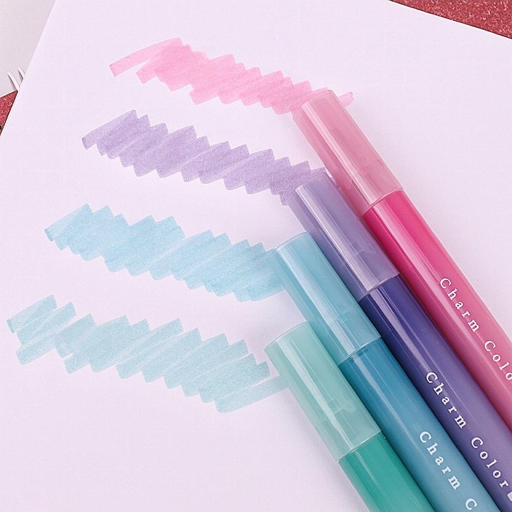 

Набор из 4 очаровательных цветных хайлайтеров, карманные пастельные маркеры с кисточкой для рисования, живописи, школы