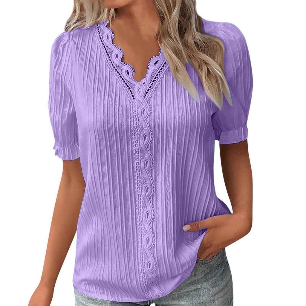 Fashionable Ladies Summer Hollow Short-sleeved Tops
