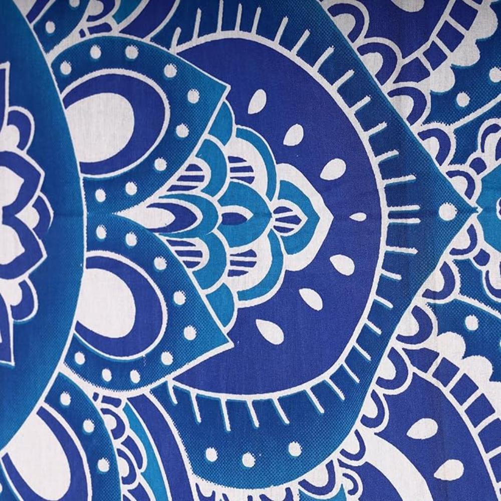 Bless International Beautiful Indian Bohemian Psychedelic Hippie Ombre Window Curtain Panels for Bedroom, Living, Balcony (Blue White Flower)