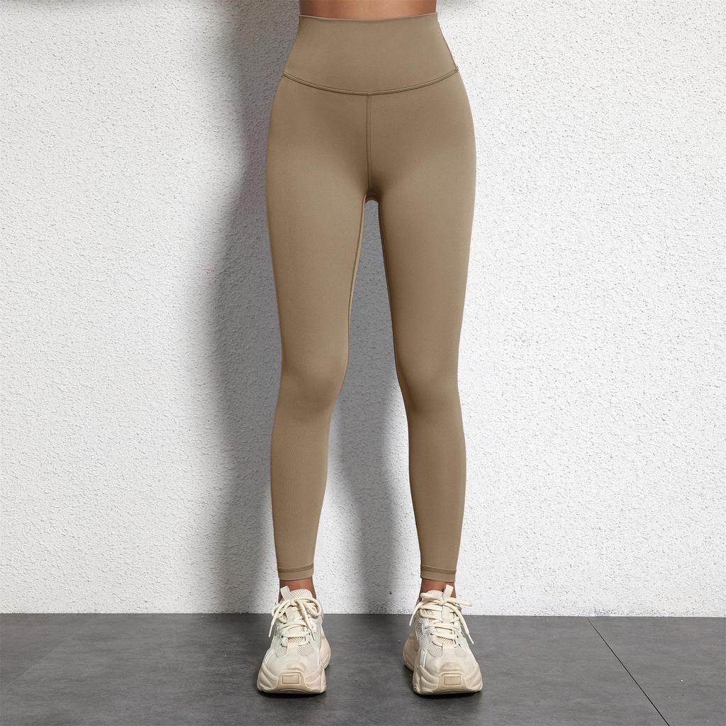 European & American Soft Elastic Yoga Leggings - Solid Color Nude Feel, Plus Size, Peach Butt Line