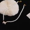 Retro Pearl Necklace, Versatile Small Fragrant Style Bow Collarbone Chain.