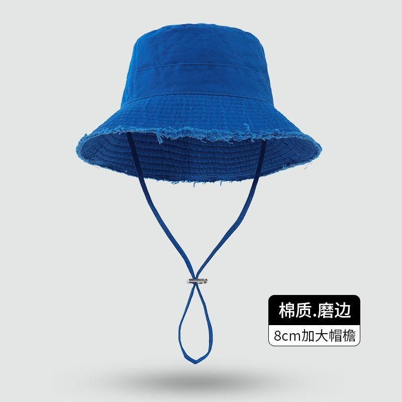 Big eaves rough edge bucket hat high sense foldable casual sunscreen hat pink dopamine sunshade basin hat women