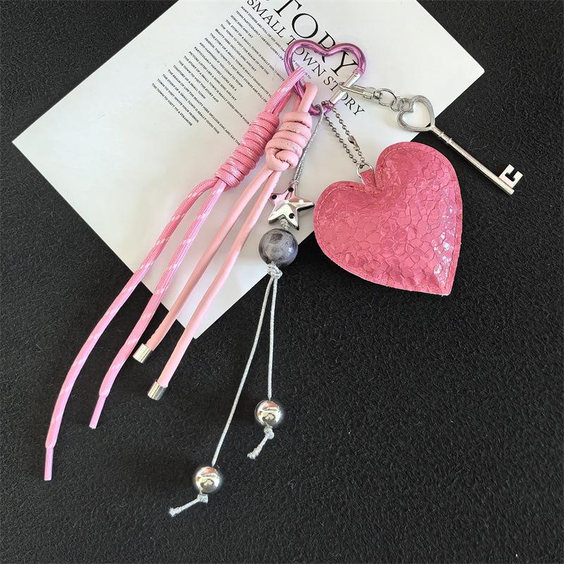 

Exquisite Miu-Style Handmade Leather Heart Bag & Keychain Pendant Lanyard