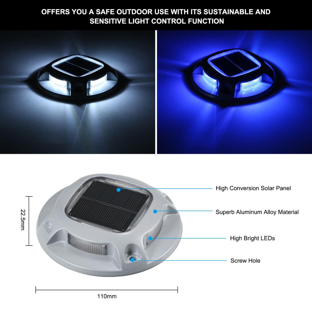 4PCS Solar Powered 8LEDs Boden Auffahrt Licht Deck Lampe IP68 Wasserdicht Eingebaute 600mAh