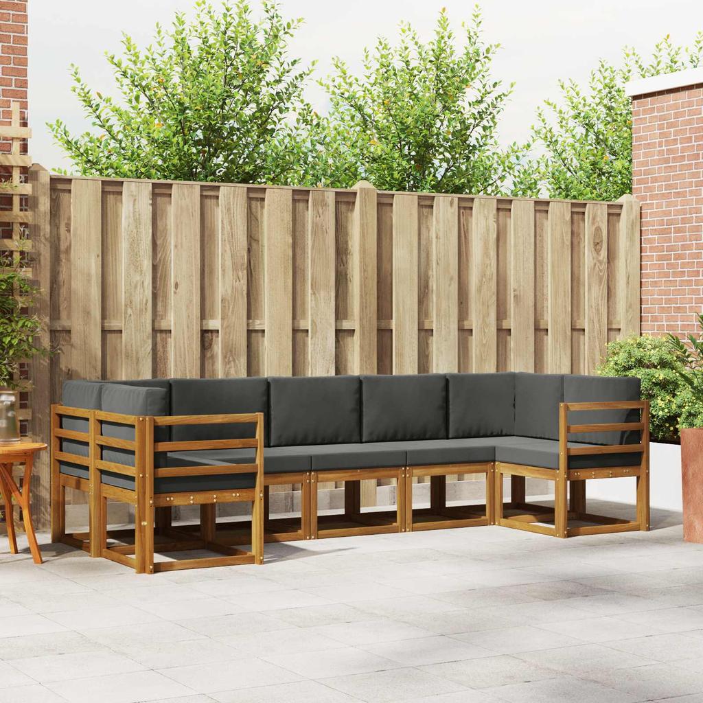 Outdoor Sofa Set with Cushions 7 pcs Natural and Anthracite