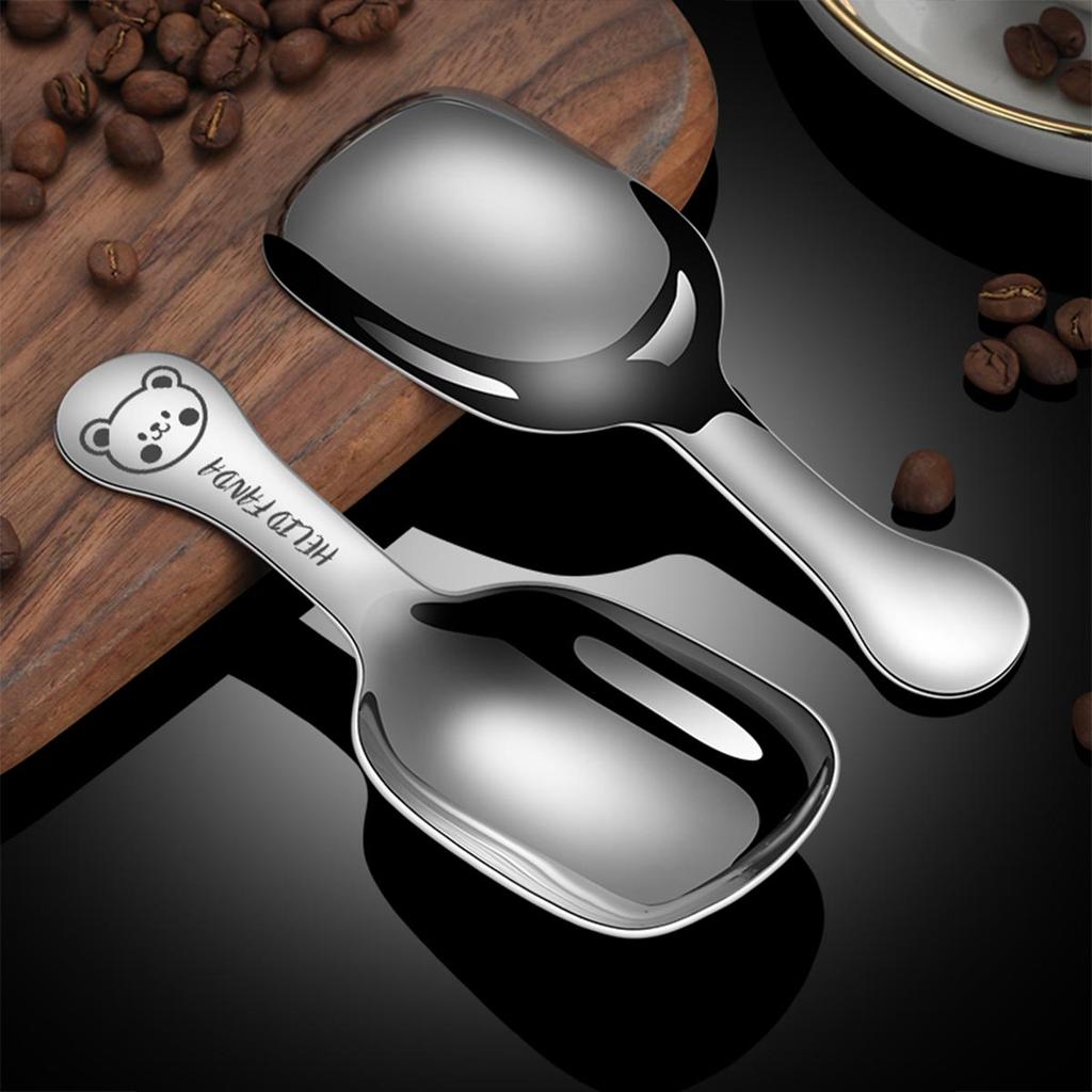 304 Stainless Steel Cake Dessert Spoon Short Handle Square Spoon Mini Cute Tea Spoons Salt Spoon Kitchen Tableware