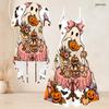Women Plus Size 2 Piece Outfits Short Sleeve Open Cardigan V Neck Strappy Flared Dress Halloween Raccoon Printed White