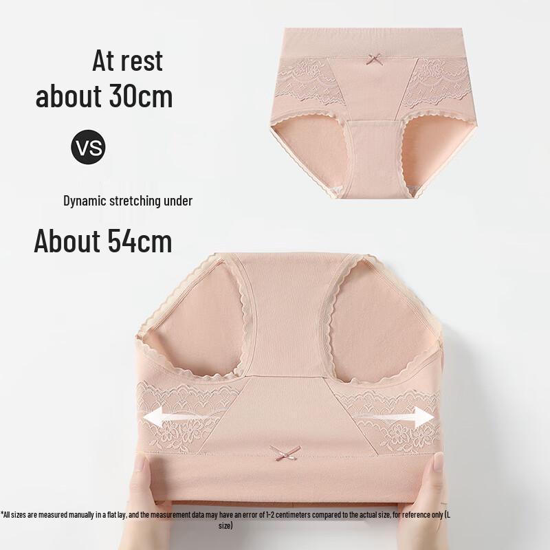 Fenteng Women's High-Waist Lace Antibacterial Cotton Briefs (3-Pack)