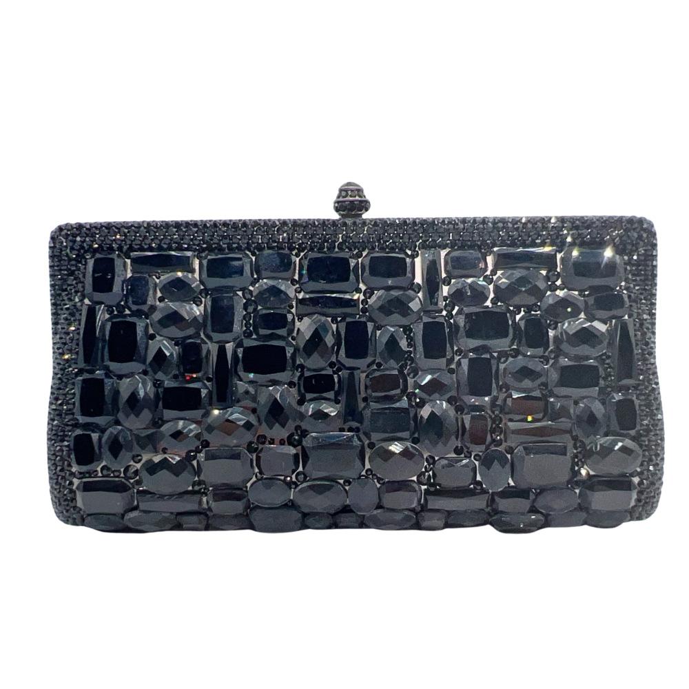 Stone Clutch Bag New Flat Bottom Glass Diamond Clutch Women's Bag Handmade Diamond Dinner Bag