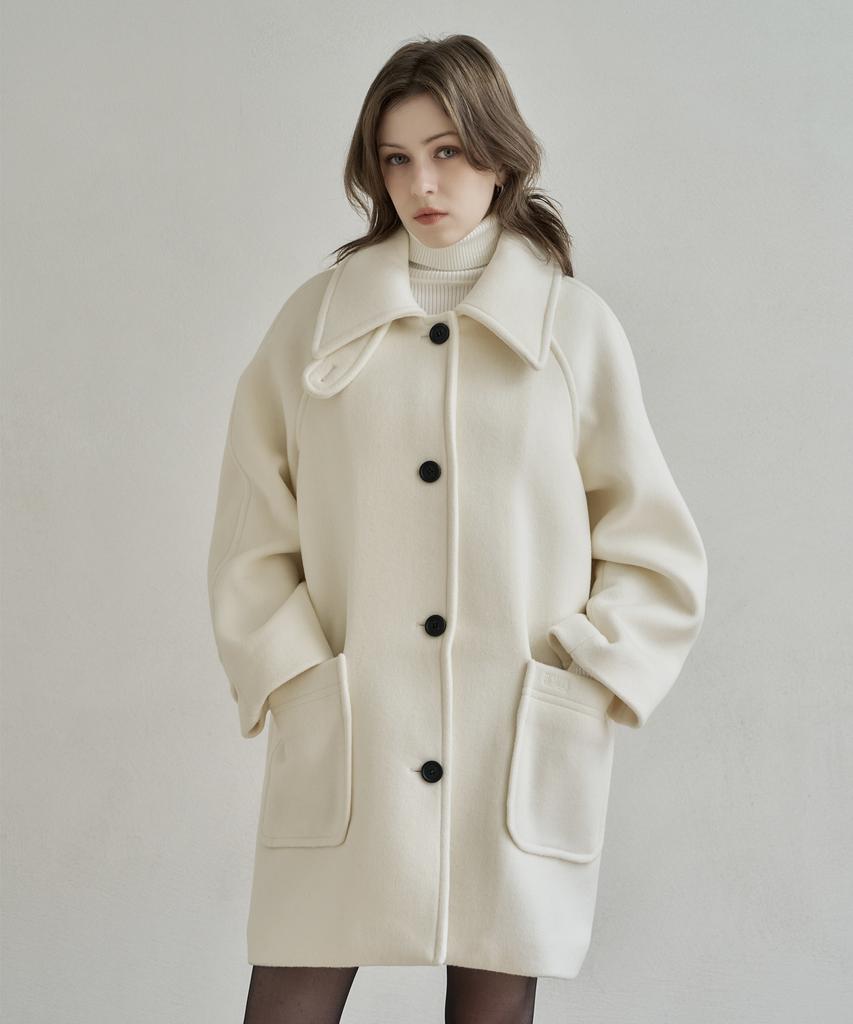 Armoiresecret Ivory Half Wool Coat