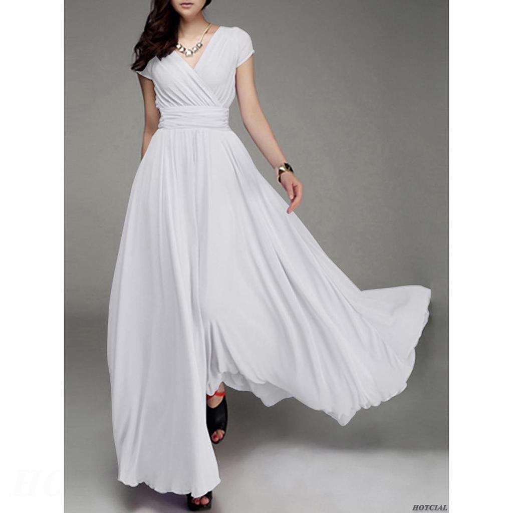 נשים בגדי נשים שרוולים קצרים סקסי מועדון Boho שמלת חוף ליידי קיץ מסיבת צוואר V עמוק עמוק שמלת מקסי נשים