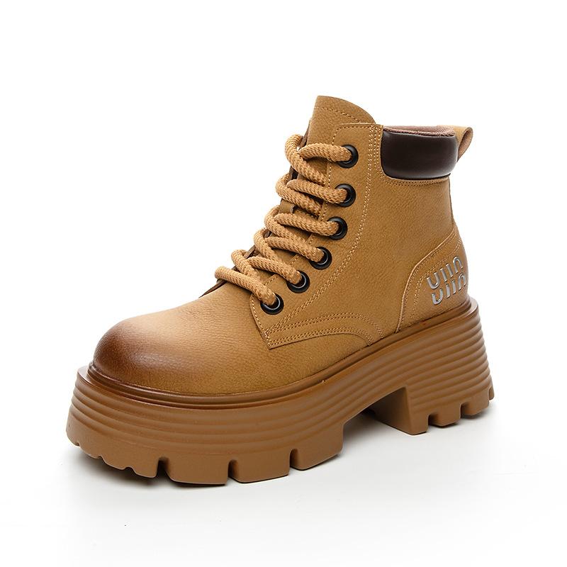 Martin Boots Women's Retro Locomotive Boots Leather-faced Short Tooling Boots Versatile Women's Boots