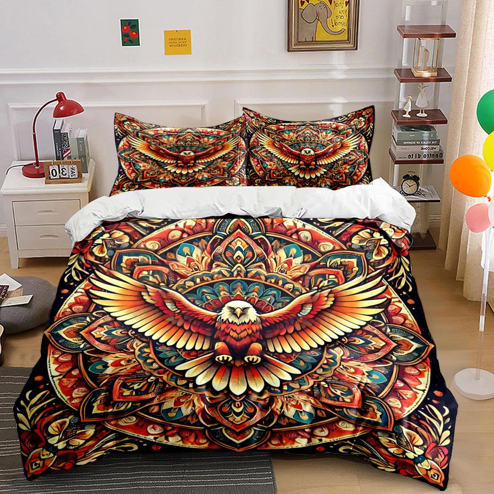 "Mandala Eagle Wall Art Set" Multiple sizes kid's and adults' bedroom Exquisite 3PC bedding set gift