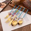 White Gold 30Pcs Dinnerware Set Knife Dessert Fork Spoon Tableware Cutlery Set 18/10 Stainless Steel Flatware Silverware Sets