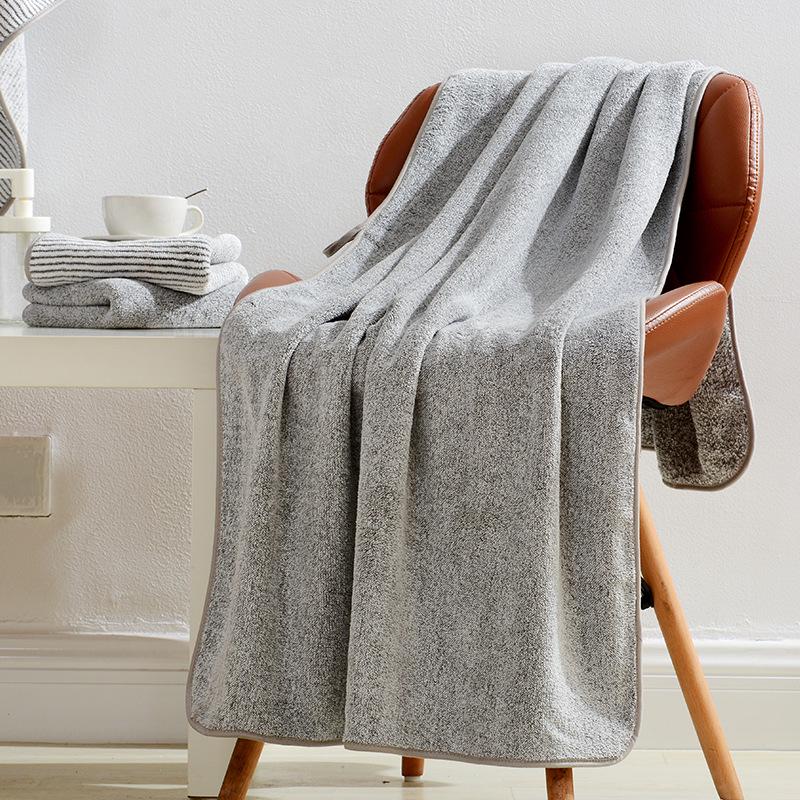 Quick-Dry Antibacterial Bamboo Charcoal Bath Towel - Absorbent, Coral Fleece, Oversized, Thickened, Ideal for Adults & Couples