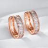Trendy  Rose Gold Color Hoop Earrings For Women Luxury Square Natural Zircon Accessories Vintage Bride Wedding Jewelry
