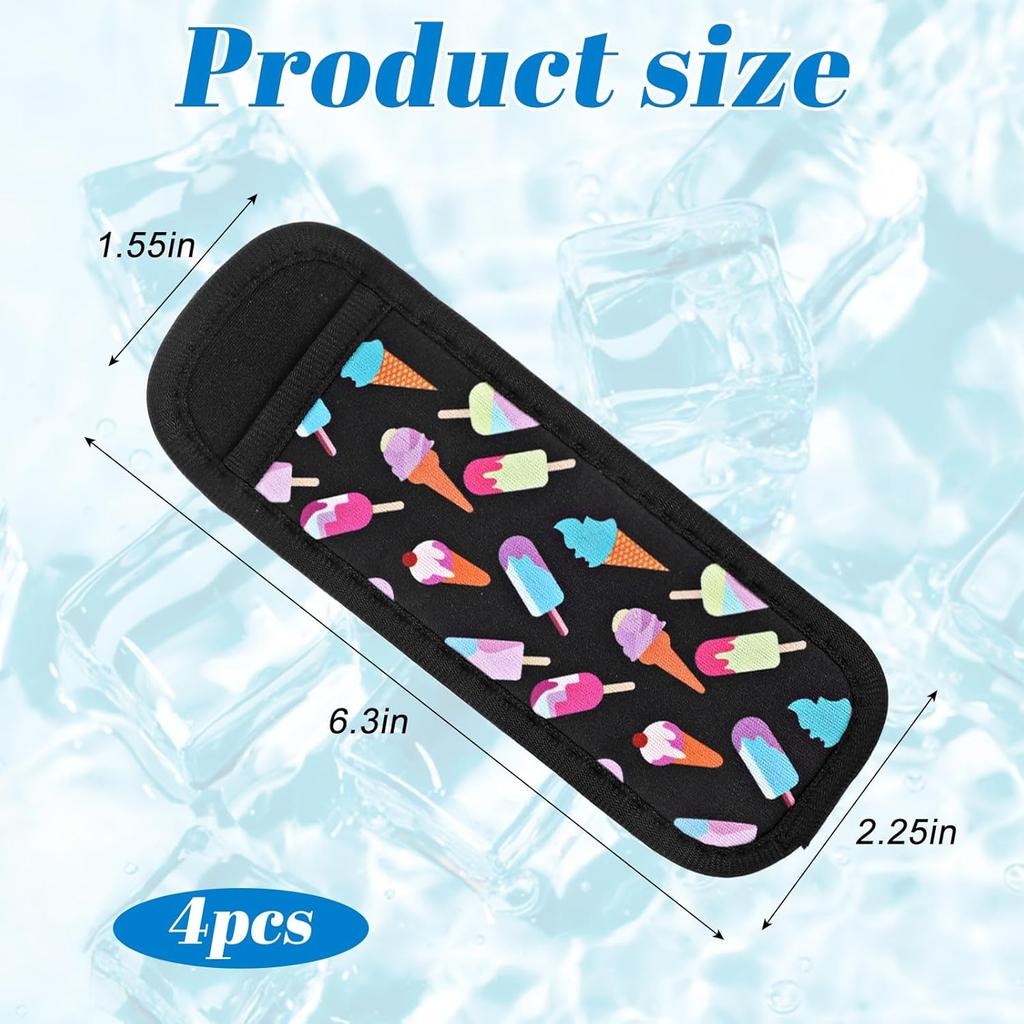 4 Pcs Ice Pop Sleeves Popsicle Holder Freeze Popsicle Holders Popsicle Holders For Kids Reble Washable Painting Freeze Pops ulator Sleeves No Drips