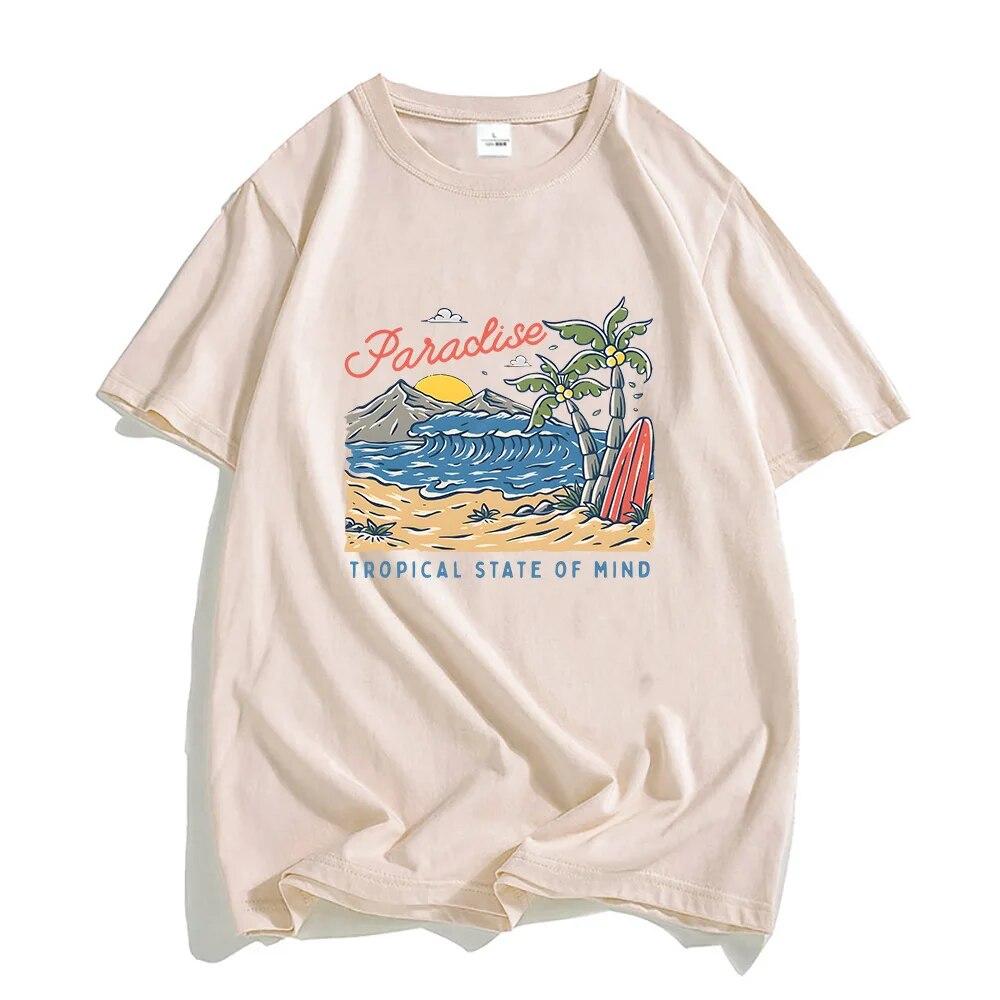 Paradise T Shirts Unisex Prevalent Harajuku Aesthetic Short Sleeve T-shirts 100% Cotton High Quality Tshirts Tropical State of Mind